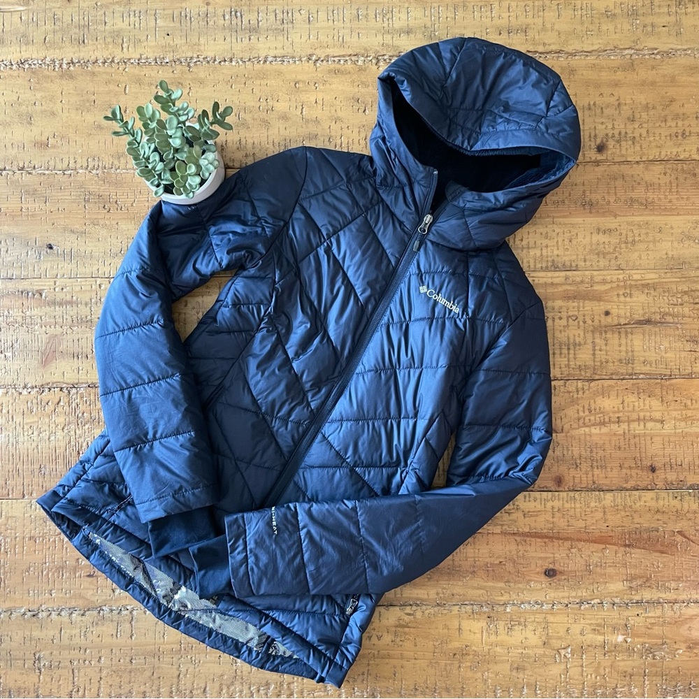 Columbia Women’s Heavenly Hooded Quilted Jacket Navy Blue Small